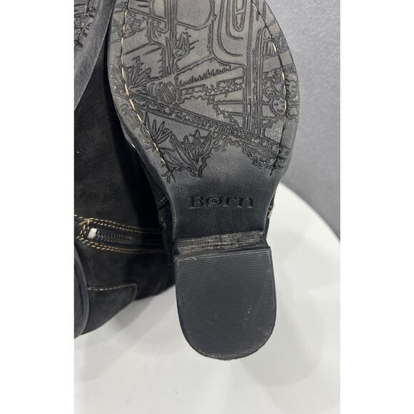 Born Alana Dual Zip Ankle Boots Booties Leather Boho Moto Womens Size 7.5 Black - Picture 13 of 14